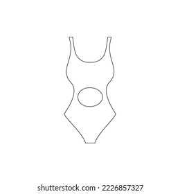 Line Icon Bikini Swimsuit Vektorgrafik. Lineare Icon Bikini Swimwear, Beachwear, Badeanzüge Outline Drawing Symbol einzeln auf Hintergrund. Moderne Triangle Top Style Bikini für Frauen