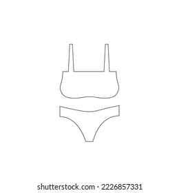Icono de línea Ilustración del Vector de traje de baño de bikini. Icono lineal Ropa de baño en bikini, Ropa de playa, Ropa de baño con contorno icono aislado en el fondo. Bikini de estilo superior del triángulo moderno para mujeres