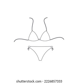 Line Icon Bikini Swimsuit Vector illustartion. Linear Icon Bikini Swimwear, Beachwear, Bathing Suits Outline Drawing icon isolated on background. Modern Triangle Top Style Bikini for women