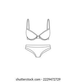 Line Icon Bikini Swimsuit Vector illustartion. Linear Icon Bikini Swimwear, Beachwear, Bathing Suits Outline Drawing icon isolated on background. Modern Triangle Top Style Bikini for women