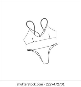 Line Icon Bikini Swimsuit Vector illustartion. Linear Icon Bikini Swimwear, Beachwear, Bathing Suits Outline Drawing icon isolated on background. Modern Triangle Top Style Bikini for women