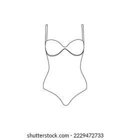Icono de línea Ilustración del Vector de traje de baño de bikini. Icono lineal Ropa de baño en bikini, Ropa de playa, Ropa de baño con contorno icono aislado en el fondo. Bikini de estilo superior del triángulo moderno para mujeres