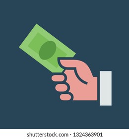 Line icon bill in hand