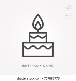 Line icon birthday cake
