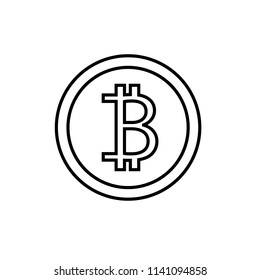 Line icon bitcoin isolated on white background. Vector illustration.