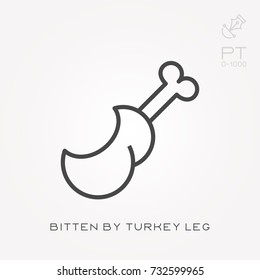 Line icon bitten by turkey leg