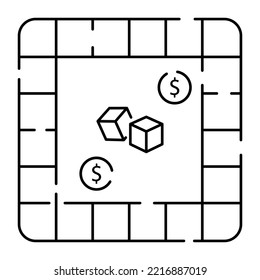 Line icon Board Game or table game Element fun and activity Vector Illustration dices and board