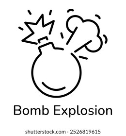 Um ícone de linha de explosão de bomba 