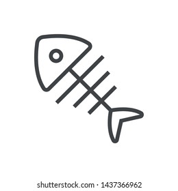 Line icon bone from fish. Simple vector illustration with ability to change.
