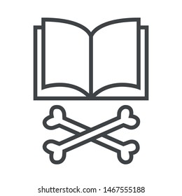 Line icon book and bones. Simple vector illustration with ability to change.