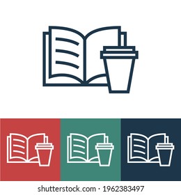 Line icon book with cup