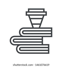 Line icon books with coffee. Simple vector illustration with ability to change.