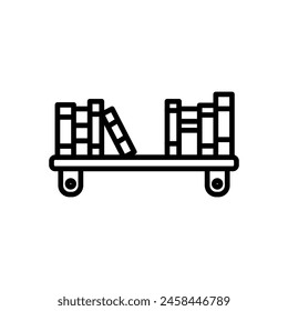 line icon of bookshelf, isolated background