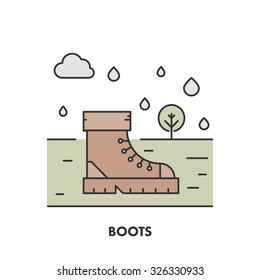 Line icon boots in color. Vector linear logo for web and site