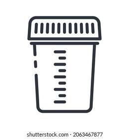 Line Icon Of  A Bottle For Biomaterial Front View. Healthcare Symbol Isolated On Transparent Background.