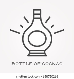 Line icon bottle of cognac