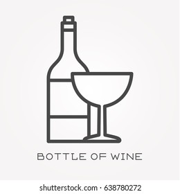 Line icon bottle of wine