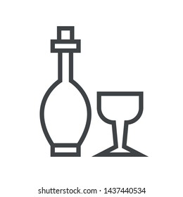 Line icon bottle of wine. Simple vector illustration with ability to change.