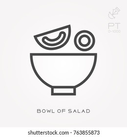 Line icon bowl of salad