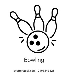 A line icon of bowling game 