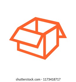 Line icon box isolated on white background. New box. Vector illustration.