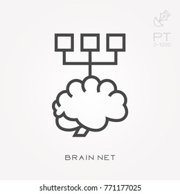Line icon brain net