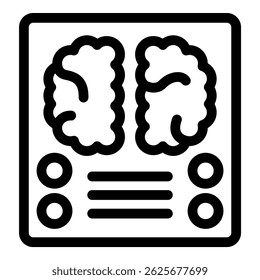 Icono de línea de un escáner cerebral que representa la tecnología de imágenes médicas para diagnosticar afecciones cerebrales
