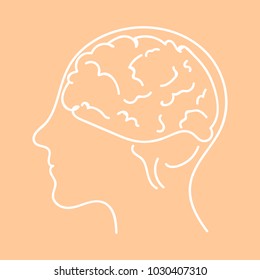 Line icon- brain vector flat illustration