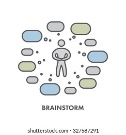 Line icon brainstorm. Vector business symbol, logo and banner
