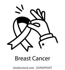 A line icon of breast cancer sign 