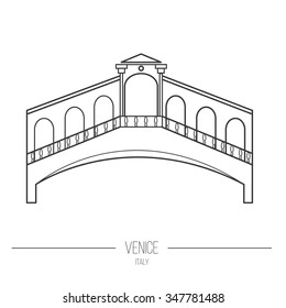 Line icon of bridge "Rialto". Sight of Venice made in modern line style. Perfect for map, web or application.
