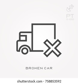 Line icon broken car