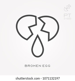 Line icon broken egg