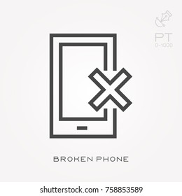 Line icon broken phone