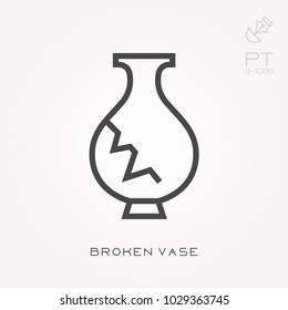 Line icon broken vase