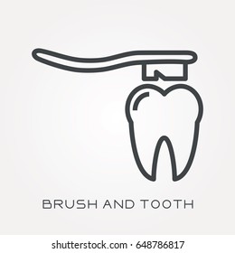 Line icon brush and tooth
