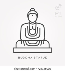 Line icon buddha statue