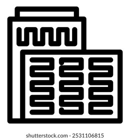 Line icon of a building with an ac unit, symbolizing a cooling system