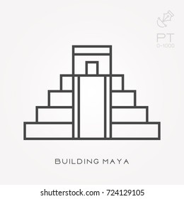 Line icon building Maya