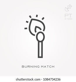 Line icon burning match