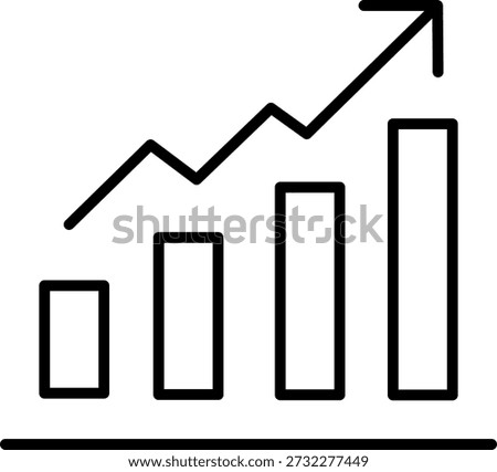 Line icon of business growth chart and arrow