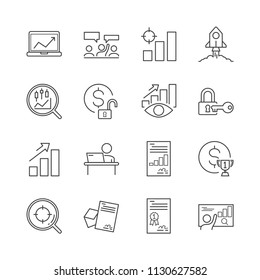 Line icon of business and investment. Editable stroke. 30x30 pixel. Vector illustration. 