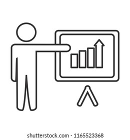 Line icon business presentation about ideas isolated on white background. Vector illustration. Personal growth. Money growth. Business growth.