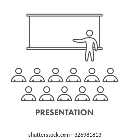 Line icon business presentation. Vector symbol, logo and banner