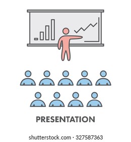 Line icon business presentation. Vector symbol, logo and banner