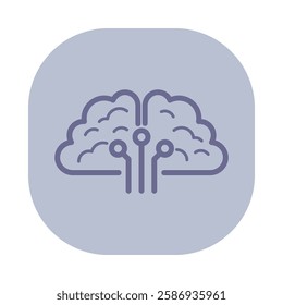 Line icon of business and technology integration with brain design. Innovation and intelligence concept