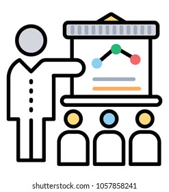 Line icon business training, business class 