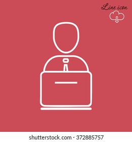 Line icon- businessman working