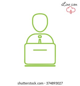 Line icon- businessman working