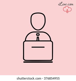 Line icon- businessman working